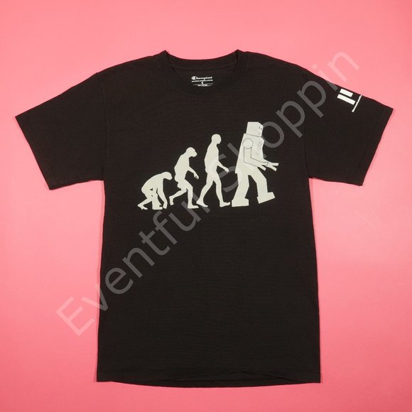 Champion MIT Human Ape Robot Evolution T Shirt in Black / Gray Size Small - Picture 2 of 7